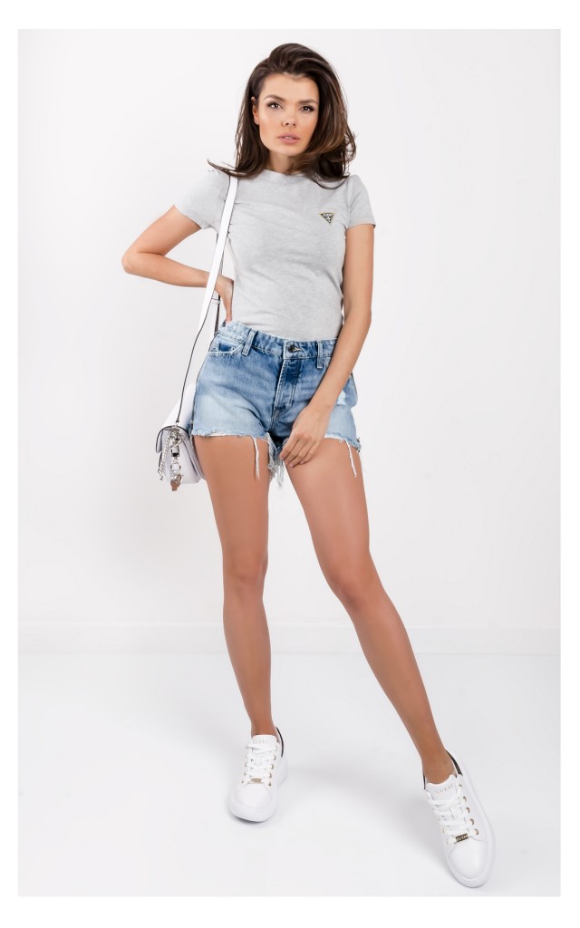 T-shirt Guess Prosty Basic Szary