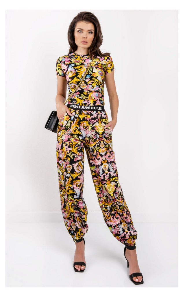 Top Versace Krótki W Barokowy Print