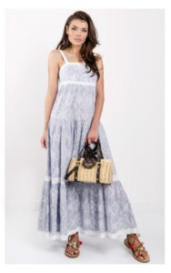 Sukienka Twin Set Maxi Niebiesko-Biała
