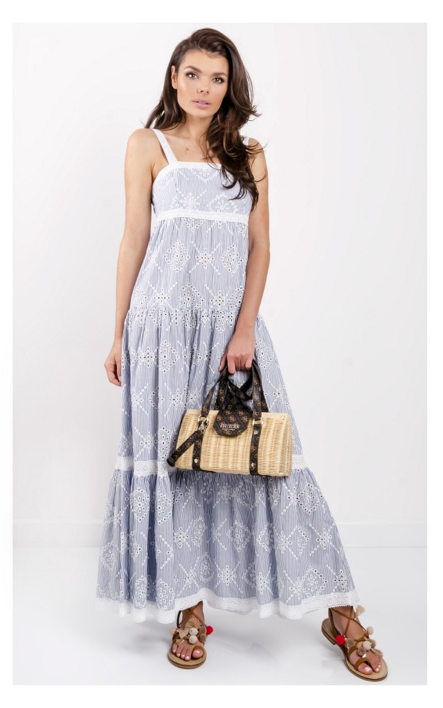 Sukienka Twin Set Maxi Niebiesko-Biała