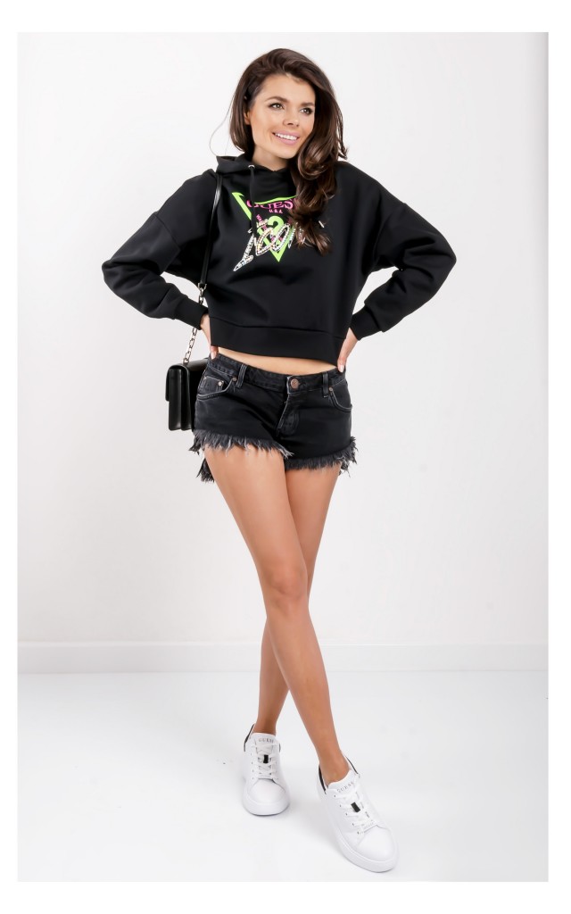 Bluza Guess Z Kapturem Logo Czarna