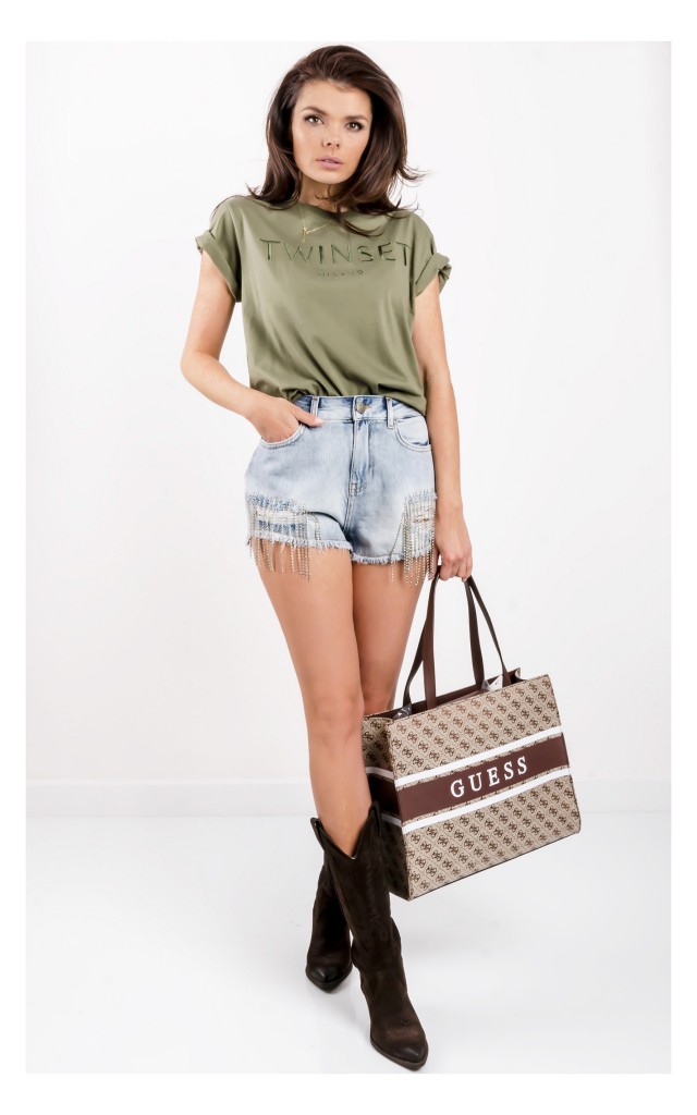 T-shirt Twin Set Logo Khaki