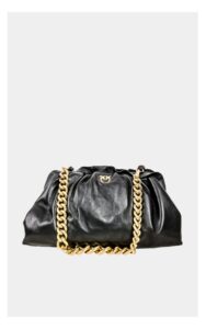 Torebka Pinko Maxi Chain Bagietka Skórzana Czarna