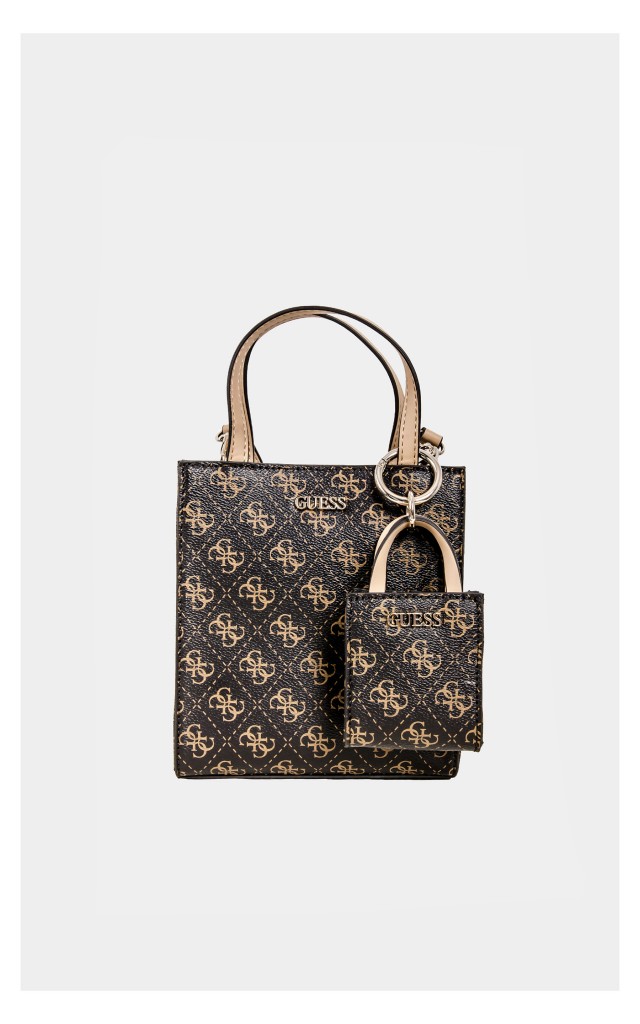 Torebka Guess Mini Shopperka Z Paskiem Brązowa