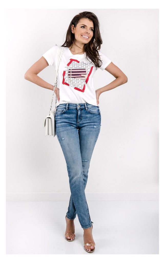 T-shirt Liu Jo Logowany Biały