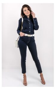 Jeansy Twin Set Actitude Dopasowane Granatowe