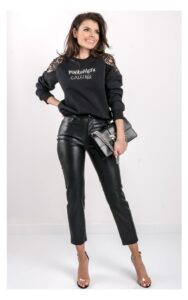 Bluza Pinko Miliardario Z Koronką Czarna