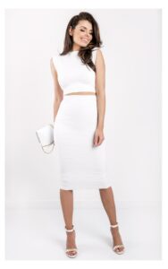 Top Elisabetta Franchi Krótki Logowany Biały