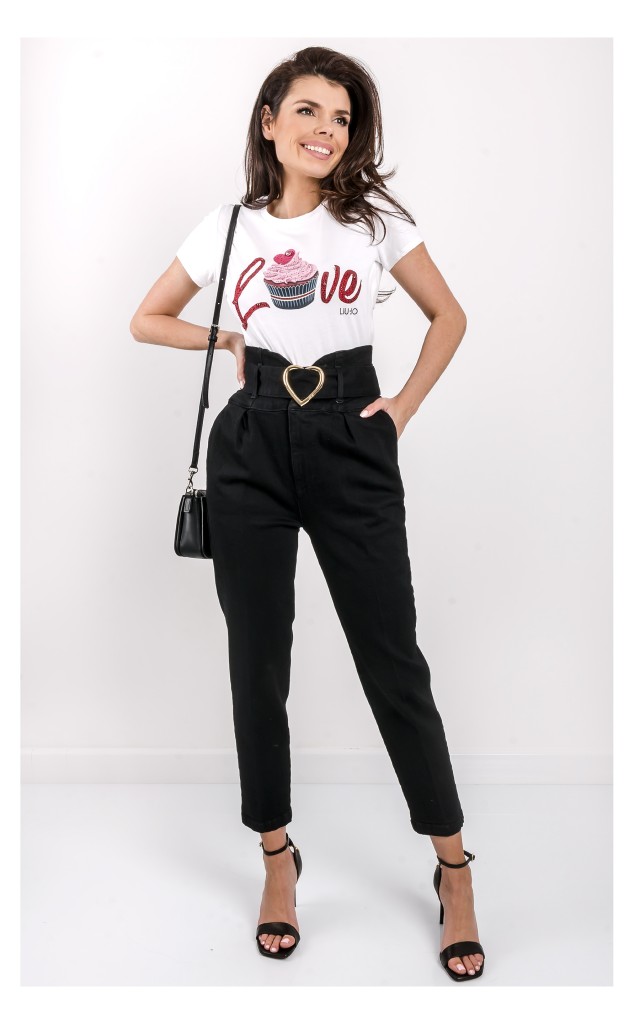 T-shirt Liu Jo Z Nadrukiem Love Biały