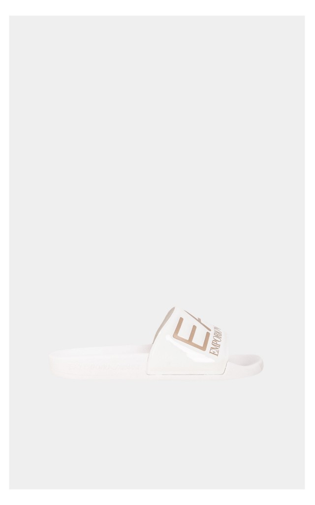 Klapki EA7 Emporio Armani Logowane Białe