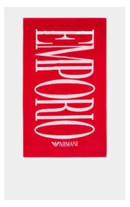 Ręcznik Emporio Armani Logowany Czerwony