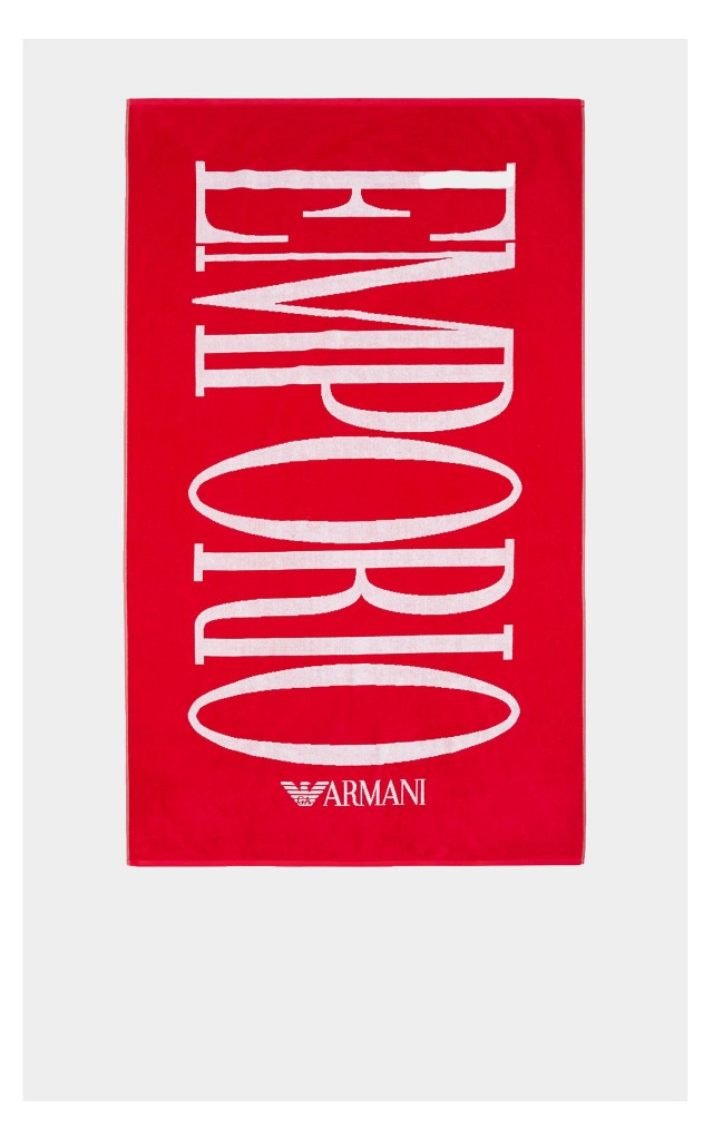 Ręcznik Emporio Armani Logowany Czerwony
