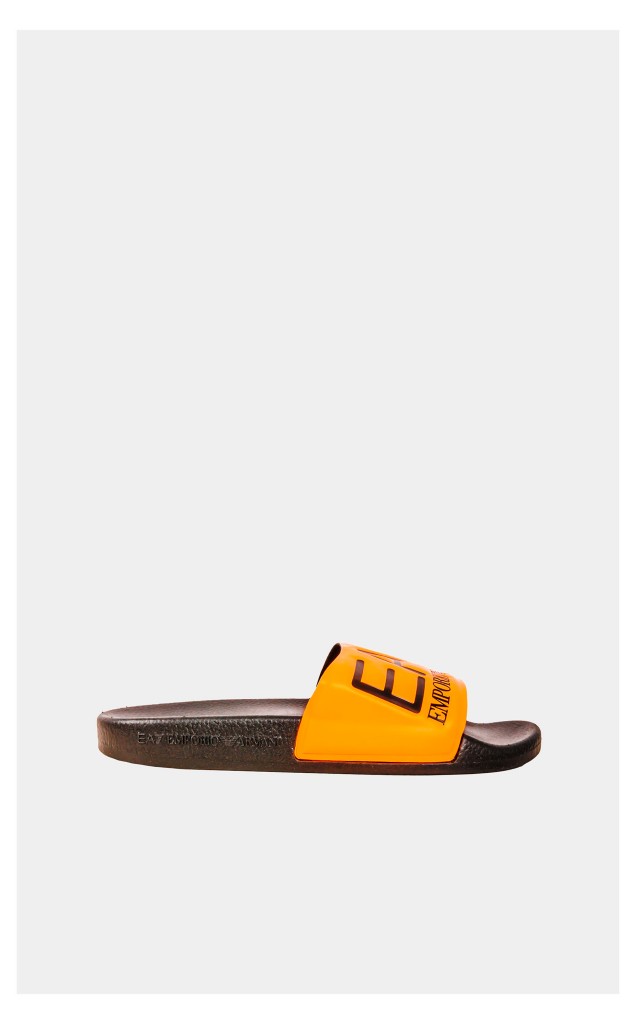 Klapki EA7 Emporio Armani Logowane Pomarańczowe