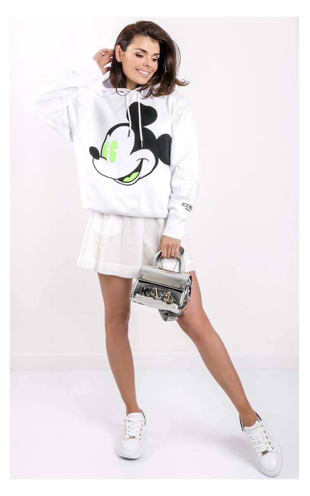 Bluza Iceberg Z Kapturem Mickey Mouse Biała