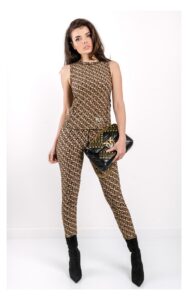 Top Pinko Furbo Monogram Beżowo-Czarny