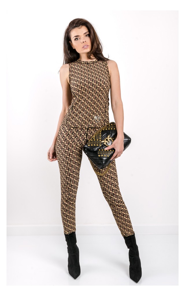 Top Pinko Furbo Monogram Beżowo-Czarny
