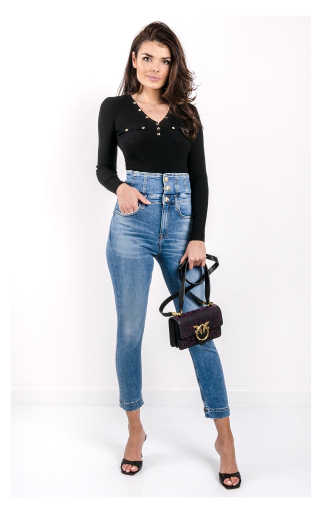Sweter Elisabetta Franchi Dopasowany Czarny