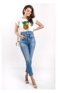 T-shirt Liu Jo Z Cekinami Exotic Biały