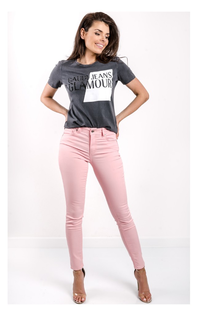T-shirt Gaudi Z Efektem Sprania Szary