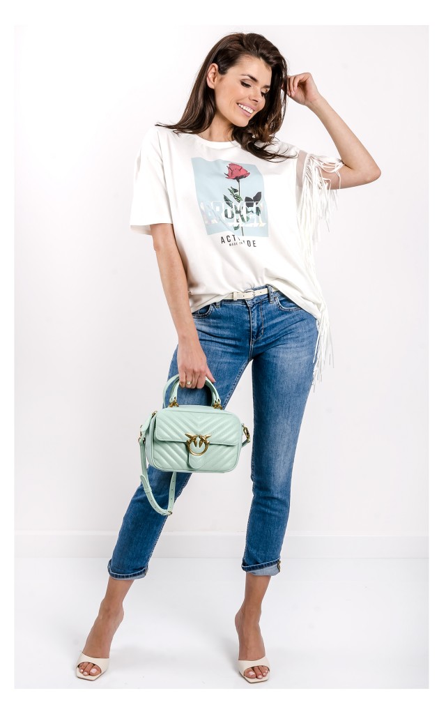 T-shirt Twin Set Actitude Z Frędzlami Biały