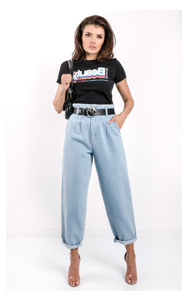 T-shirt Guess Z Kolorowym Nadrukiem Czarny