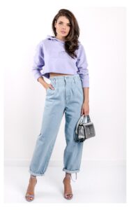 Bluza Elisabetta Franchi Krótka Lawendowa