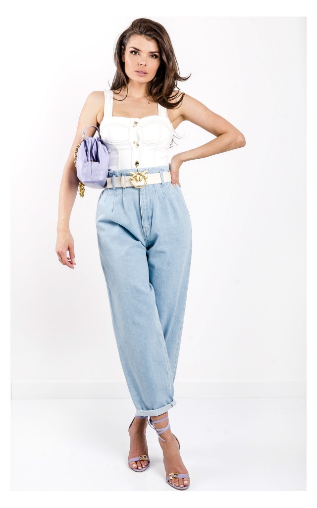 Top Pinko Denver Jeansowy Biały