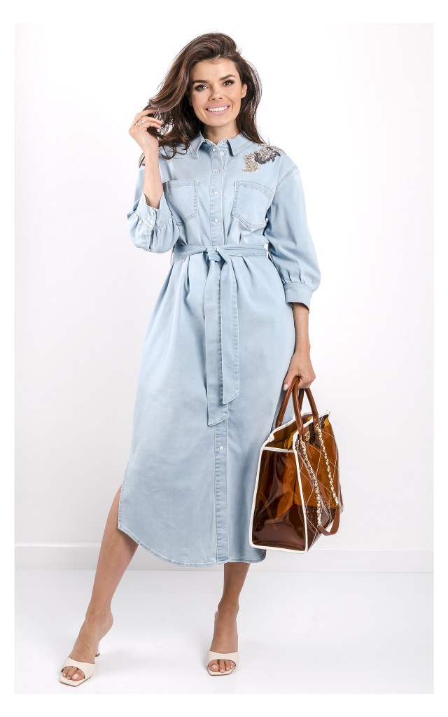Sukienka Twin Set Actitude Jeansowa Niebieska