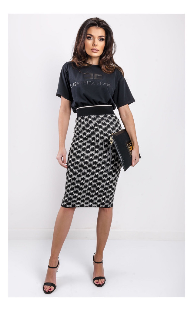 T-shirt Elisabetta Franchi Logowany Czarny