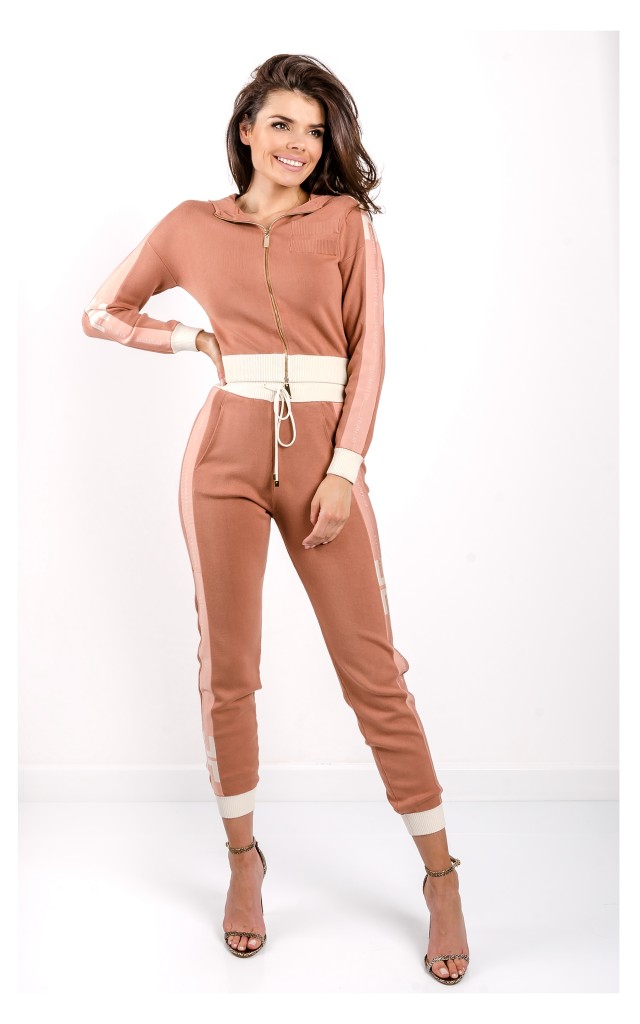 Bluza Elisabetta Franchi Z Kapturem Beżowy- Róż