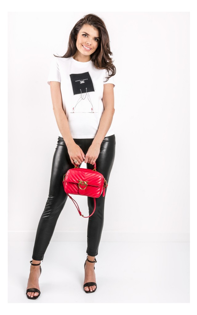 T-shirt Elisabetta Franchi Logowany Biały