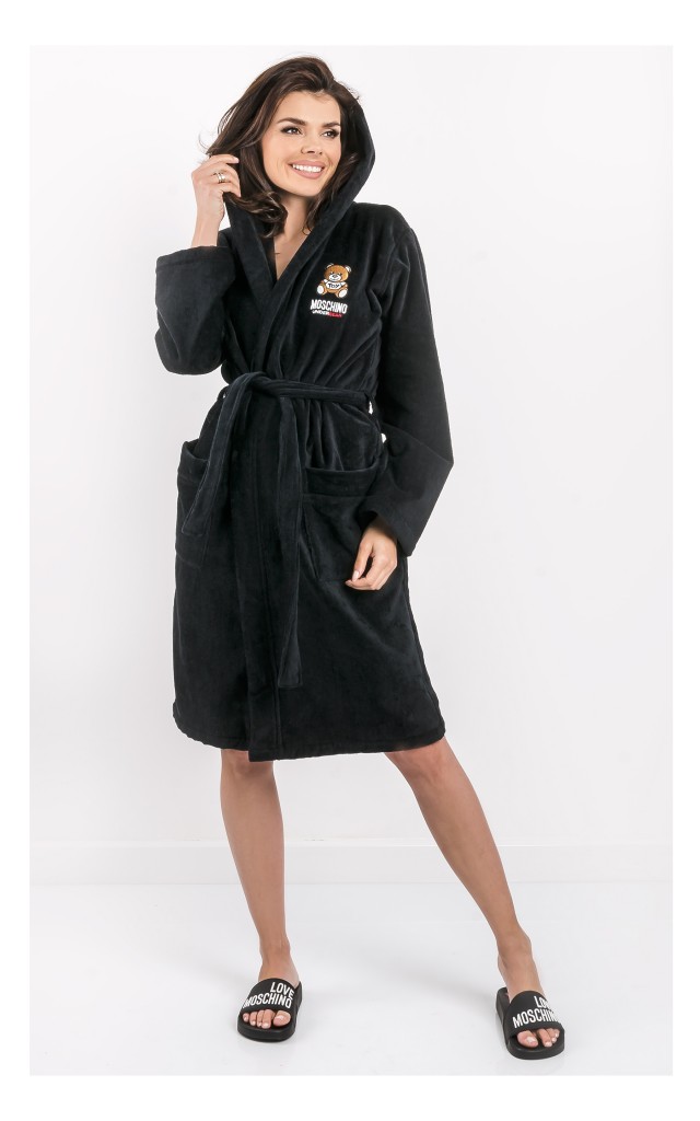 Szlafrok Moschino Underwear Frotte Czarny