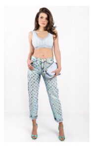 Top For Love & Lemons Krótki Błękitny