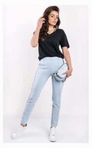 T-shirt Karl Lagerfeld Z Dekoltem W Serek Czarny