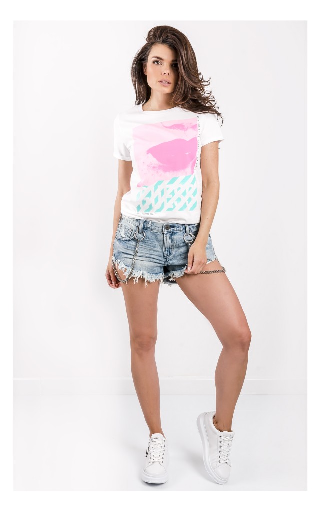 T-shirt Guess Z Nadrukiem Biały