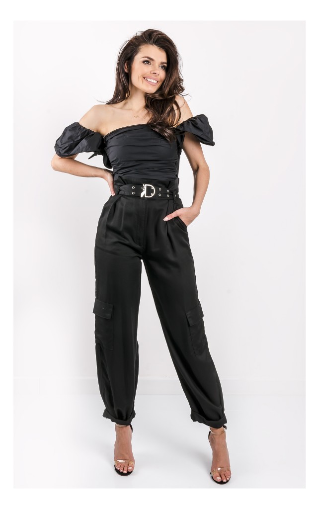 Top Pinko Debra Z Bufkami Czarny