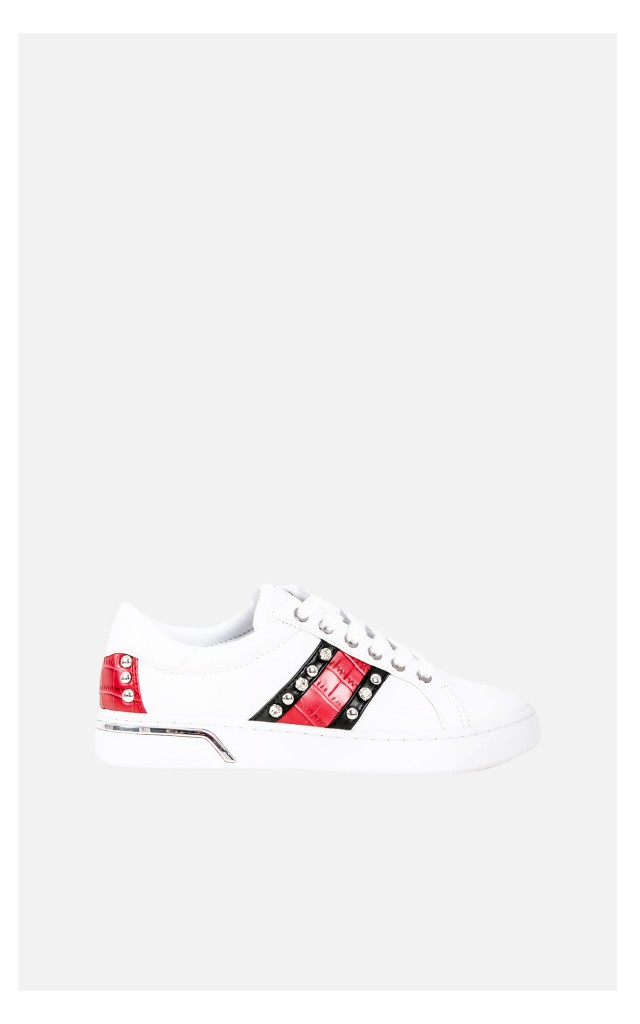 Sneakersy Guess Z Biżuteryjnym Detalem Białe