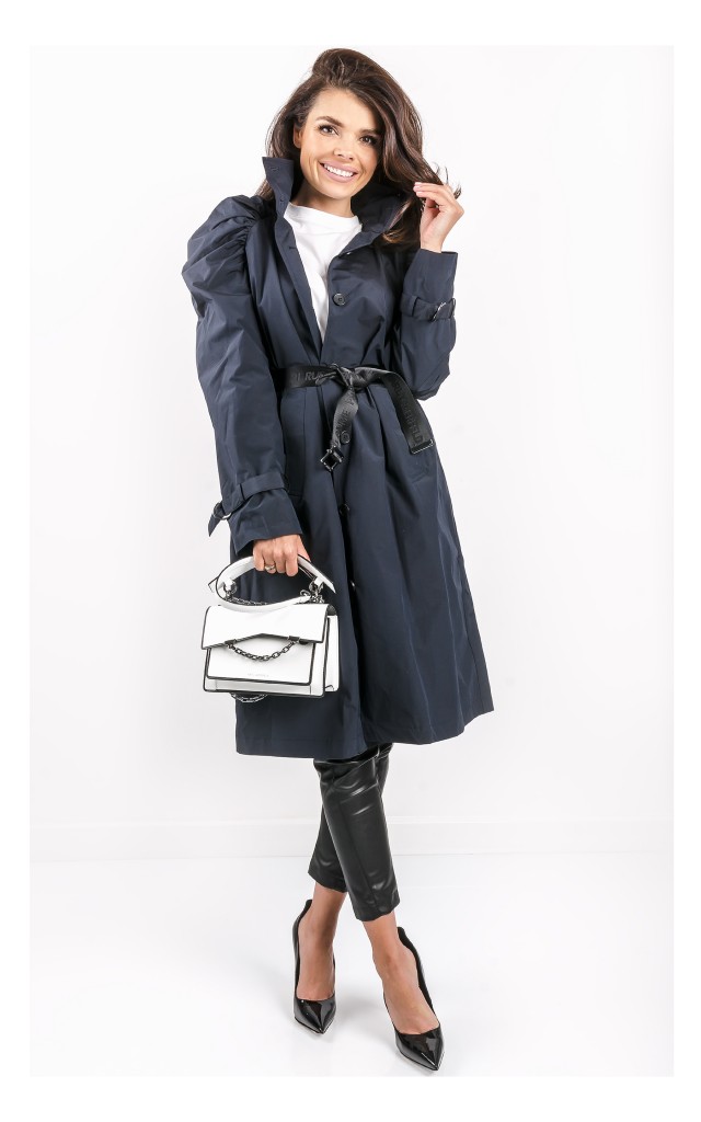 Trench Karl Lagerfeld Z Marszczonymi Rękawami