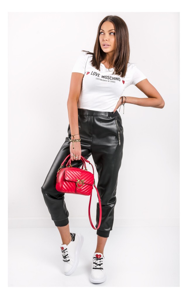 T-shirt Love Moschino Z Sercami Biały