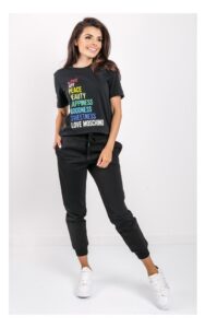 Spodnie Love Moschino Logowane Czarne