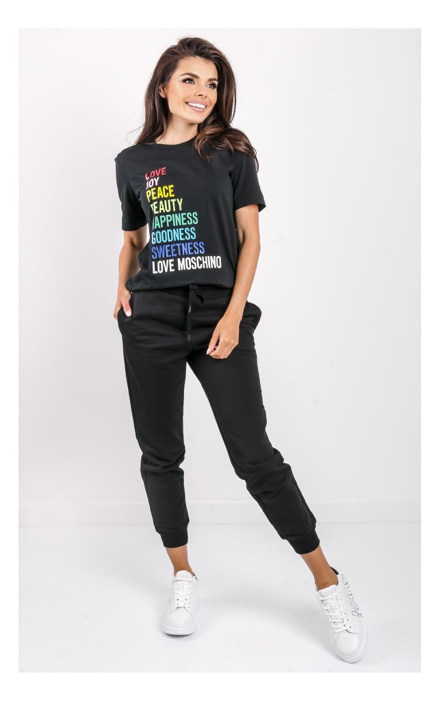 Spodnie Love Moschino Logowane Czarne