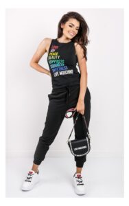 Top Love Moschino Logowany Czarny