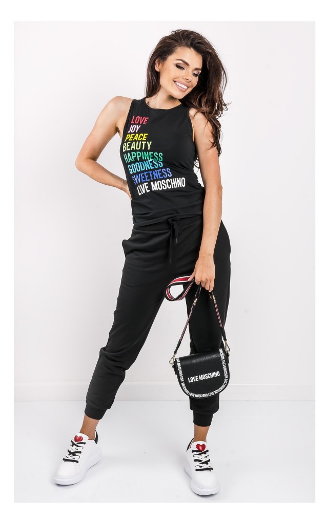 Top Love Moschino Logowany Czarny