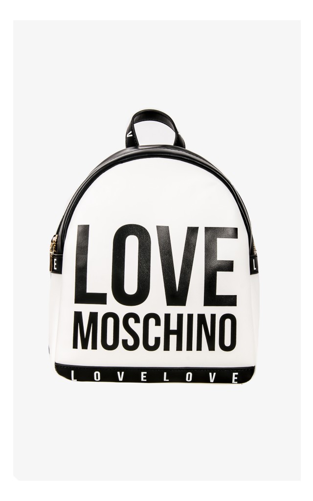 Plecak Love Moschino Logowany Biało-Czarny