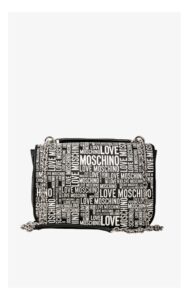 Torebka Love Moschino Logowana Biało-Czarna