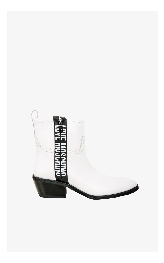 Kowbojki Love Moschino Skórzane Białe