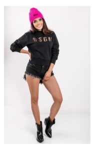 Bluza MSGM Z Haftowanym Logo Czarna