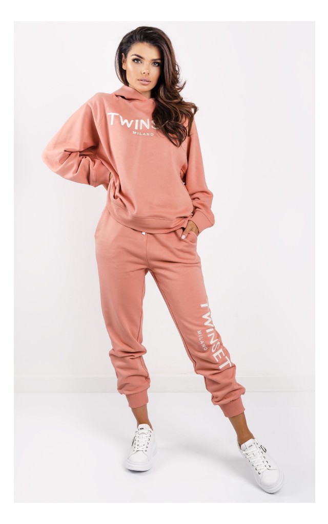 Bluza Twin Set Z Kapturem Łososiowa