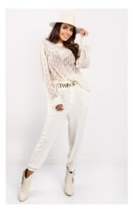 Sweter Twin Set Ażurowy Kremowy