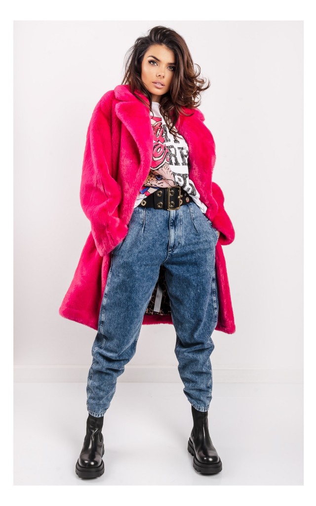 Futro Twin Set Actitude Oversize Różowe